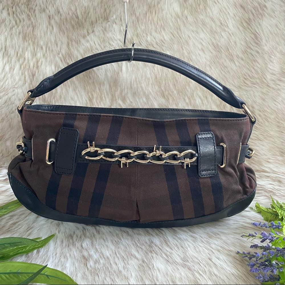 Burberry Prorsum Canvas Leather Barbed Wire Check Bag